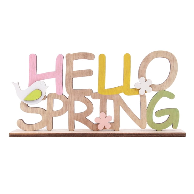 Mobutofu 1Pc Wooden English Letters Crafts Multi Colored 3x18 5x9cm for Home Easter Celebration Decoration