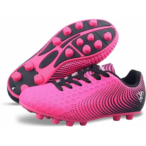 Vizari Botas de Fútbol USA Stealth para Terreno Firme para Niños: Calzado Deportivo Duradero y Ligero para Niños y Niñas, Rosa/negro, Talla 7.5.