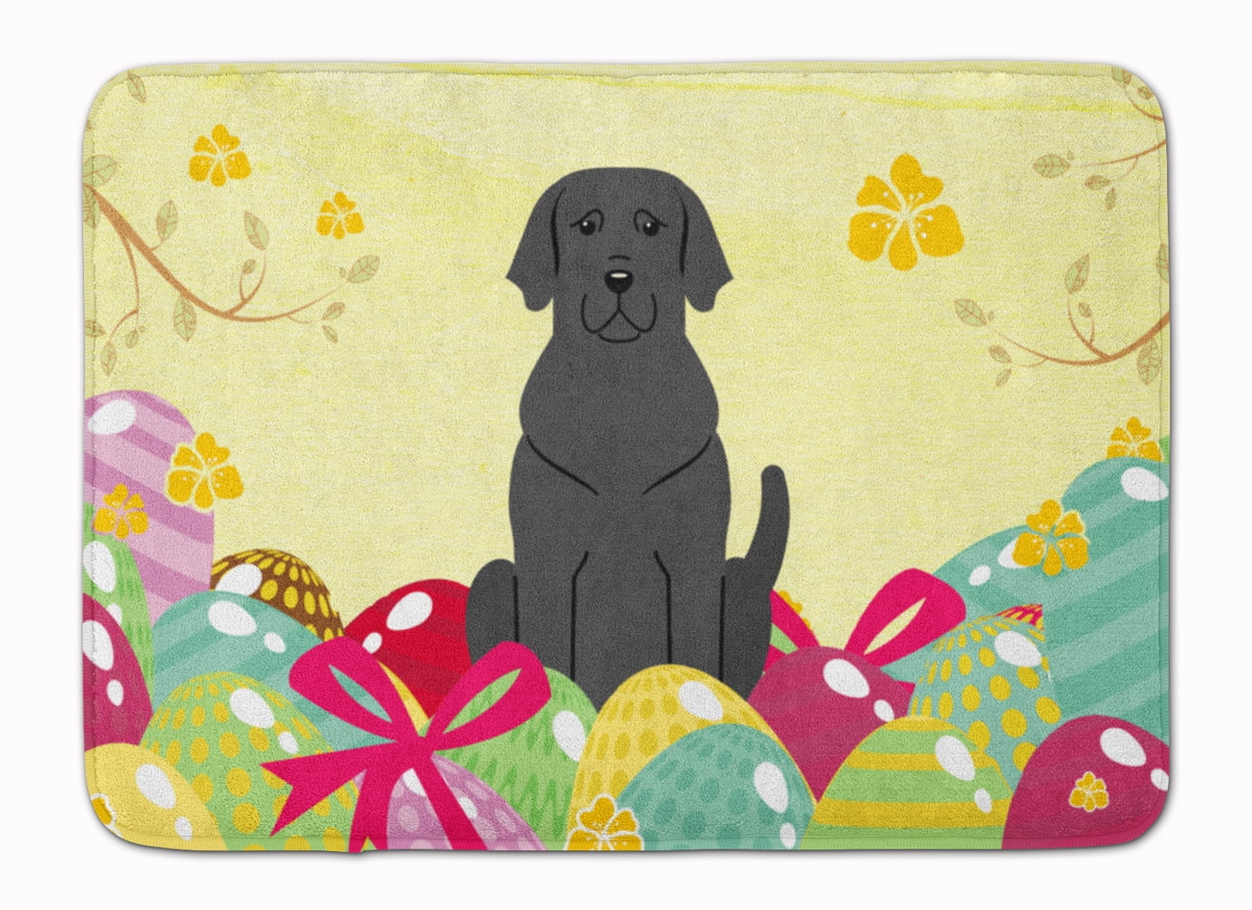 Easter Eggs Black Labrador Machine Washable Memory Foam Mat