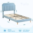 thumbnail image 2 of Tamaño individual forrado platform marco de cama con estante de libros cabecero velvet platform heavy-duty steel support legs fácil montaje noise-free blue, 2 of 7