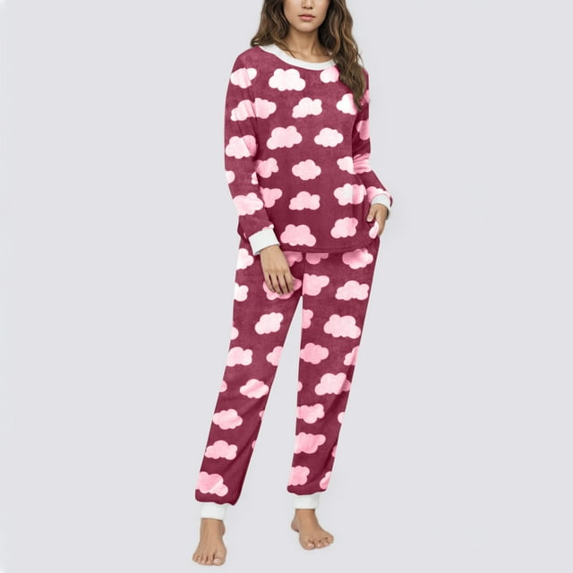 Conjunto de top y pantalones de poliéster con bolsillos largos y estampado de cuello redondo informal para mujer