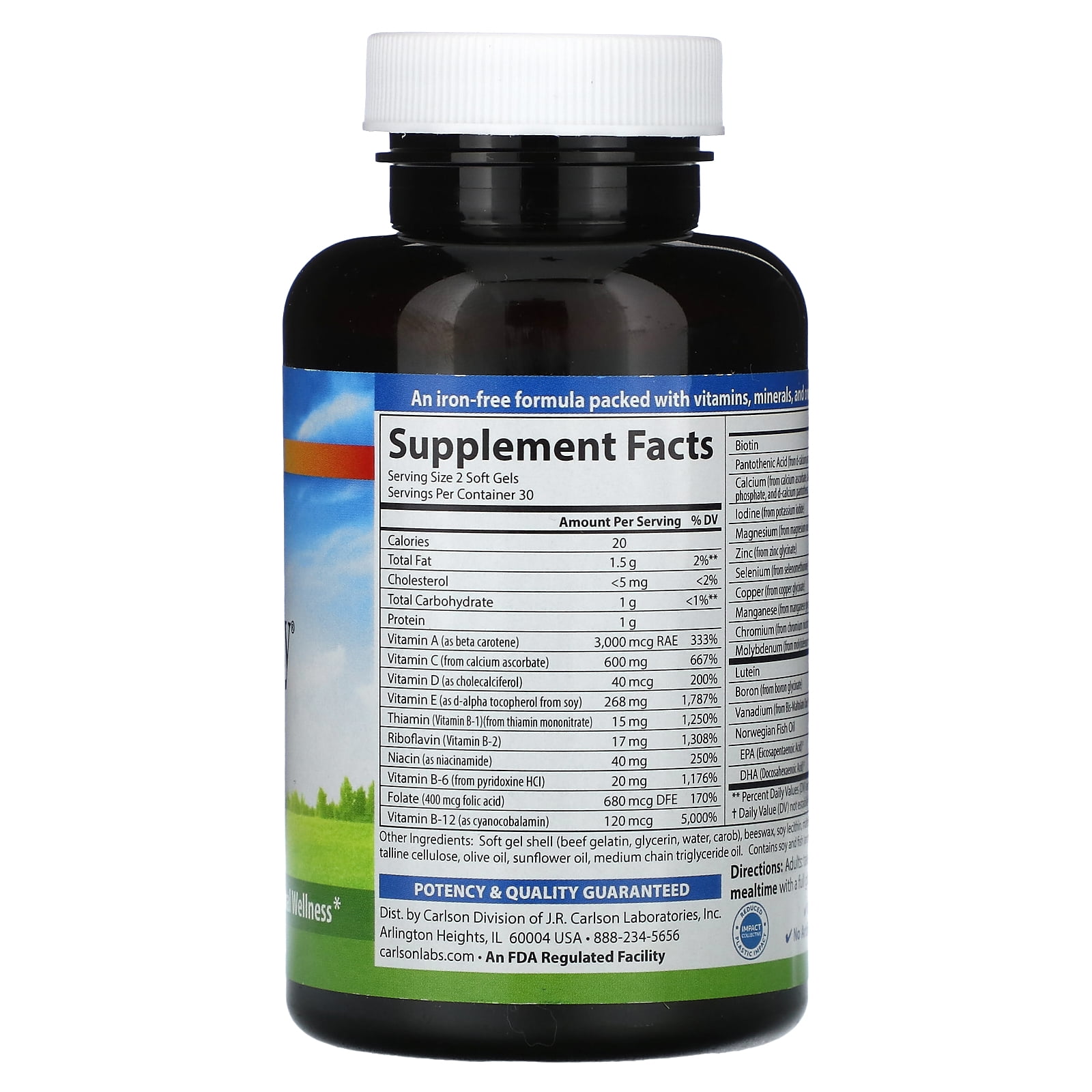 Carlson Labs - Super 2 Daily Multiple Formula with Fish Oil & Lutein - 60 Softgels