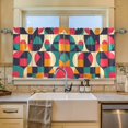 thumbnail image 2 of Yayeee Kitchen Curtains Tier Set of 2 Light Filtering 57"x36" Over Sink Window Panels, Retro Geometric, 2 of 7