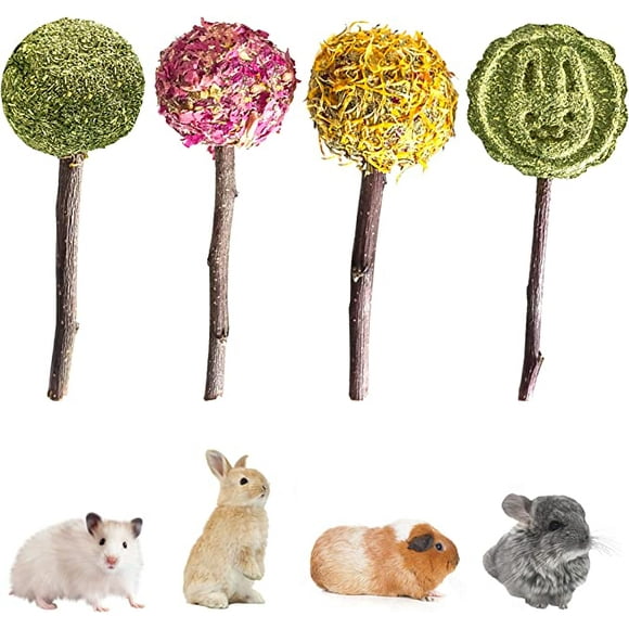 Chew Toys Natural Herbage Lollipop for Teeth Pet Chews Toy Grinding Stuff Pet Chewing Sticks Pet Toy for Rabbit Treats Rodent Pets Rats Bunny Guinea Pig Hamster Small Animal