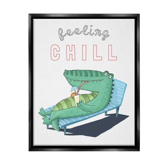 Stupell Industries Feeling Chill Alligator Animals & Insects Painting Black Floater Framed Canvas Art Print Wall Art, 17 x 21