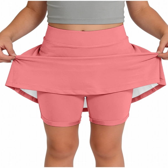 Ruyang Kids Yoga Sport Skirts Solid Stretchy Soft Tiered Mini Skirts Summer Outdoor Tennis Athletic Biker Short Dresses