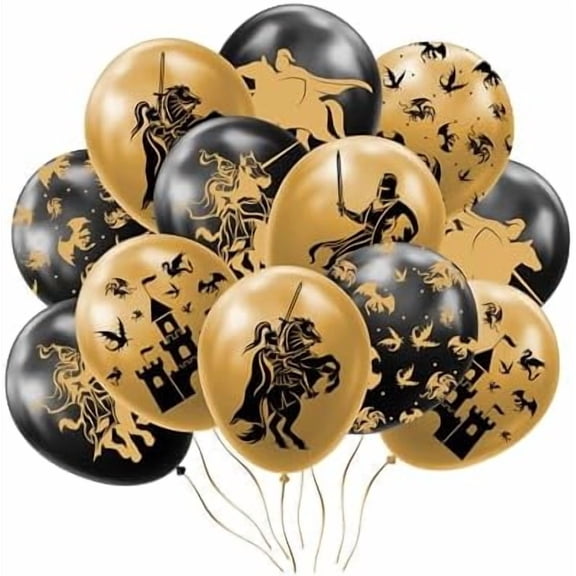 24 Pack Knight Themed Birthday Party Latex Balloons Castle Flying Dragon Birthday Party Balloon Decorations for Medieval Theme Fairy Tale Fantasy Birthday Baby Shower 1st Birthday Party Supplies