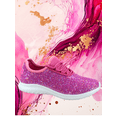 thumbnail image 2 of Zone1k Little Girl Big Girl Glitter Sparkle Comfort Light Weight Slip On Flat Sneaker Shoes (Fuchsia, 2), 2 of 4