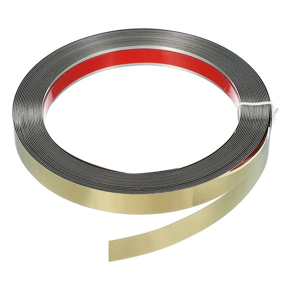 Uxcell Metal Wall Trim 26.2ft x 0.59" Peel and Stick Stainless Steel Trim, Gold