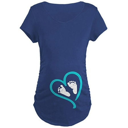 

CafePress - Baby Feet Heart Blue Maternity T Shirt - Maternity Dark T-Shirt