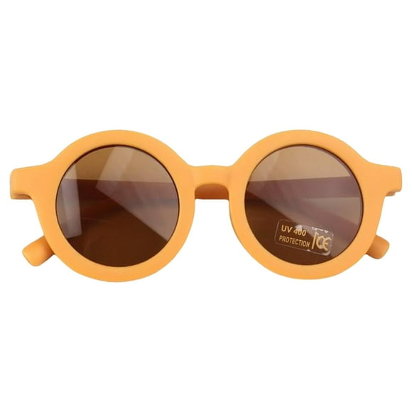 Gafas de sol clásicas para niños con montura redonda, flexibles y bonitas para niños pequeños. Amarillo