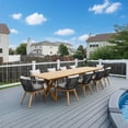 thumbnail image 3 of PURPLE LEAF 11 Pieces Patio Dining Set, Rectangular Aluminum Outdoor Table and 10 Wicker Chairs with Cushions for Garden Kitchen and Porch, Teak, 3 of 11