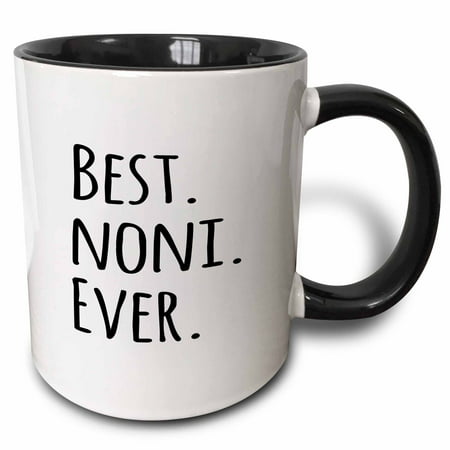 3dRose Best Noni Ever - Gifts for Grandmothers - Grandma nicknames - black text - family gifts, Two Tone Black Mug,