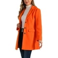 thumbnail image 4 of INSPIRE CHIC Women's Coat Solid Color Notched Lapel Single Breasted Winter Peacoat L Orange, 4 of 6