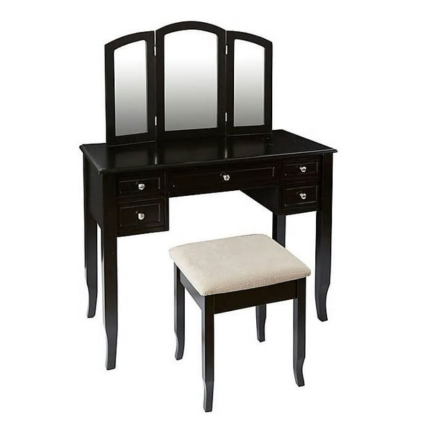 Charlotte 2 Piece Vanity Set With Power Strip And Usb In Black Walmart Com Walmart Com