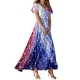 thumbnail image 2 of Wutalume Summer Dresses Patriotic Print - V-Neck Short Sleeve Colorful Sundress for 4th July Parade, Womens Summer Dresses ,Blue L, 2 of 6