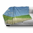 thumbnail image 3 of Nature Soft Flannel Fleece Throw Blanket, Path Road Background with Open Sunny Sky Clouds Daisy Flowers Picture, Cozy Plush for Indoor and Outdoor Use, 70" x 90", Sky Blue Green Cream, by Ambesonne, 3 of 6