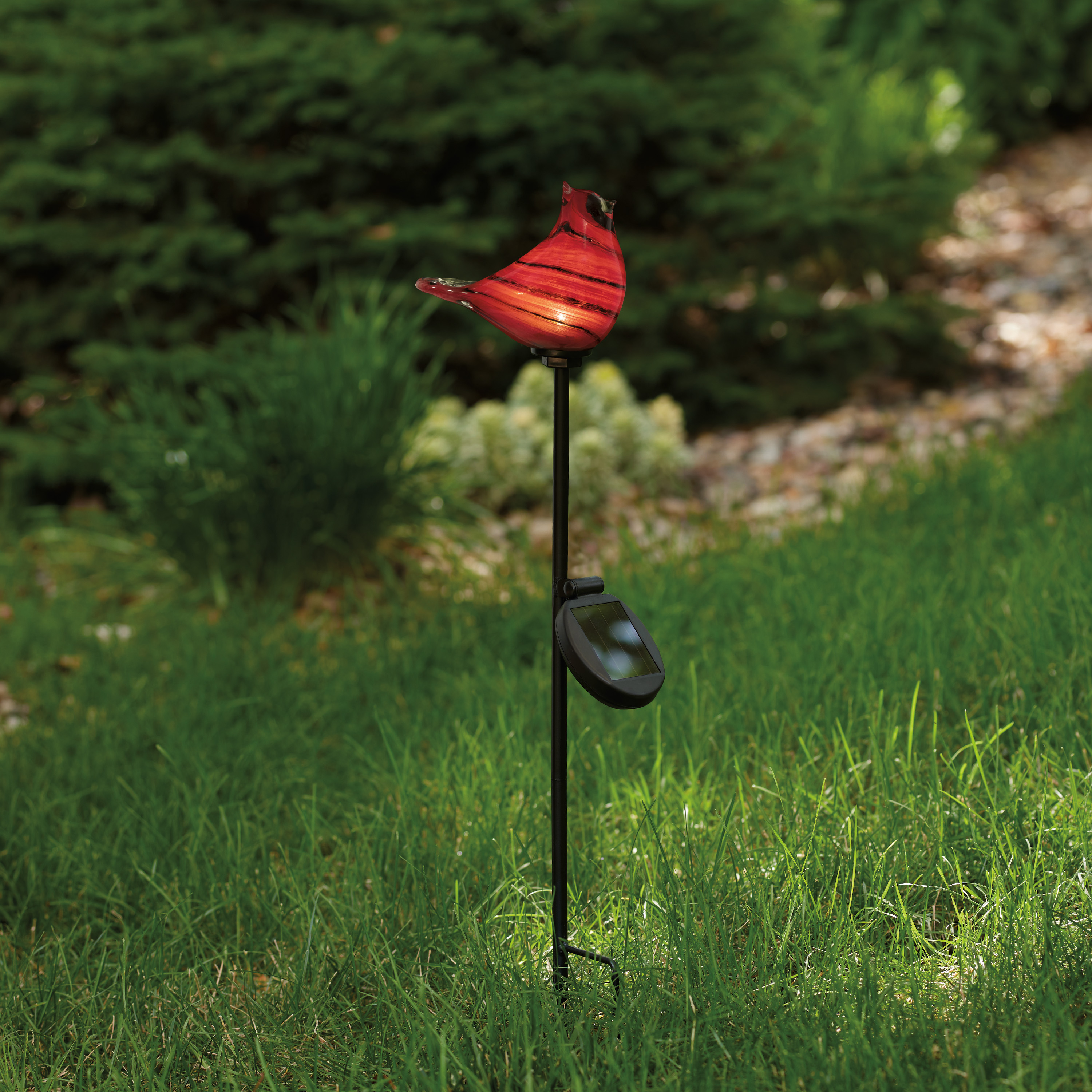 Mainstays Solar Red Bird Garden Stake with Glass LED Light