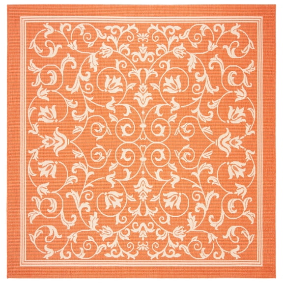 Safavieh Courtyard Nanda Botanical Indoor/Outdoor Area Rug, Terracotta/Natural, 6'7" x 6'7" Square