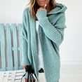 thumbnail image 4 of Dyfzdhu Cardigan Sweaters for Women Hooded Long Sleeve Casual Loose Batwing Sleeve Knit Sweater Coat Green, 4 of 4