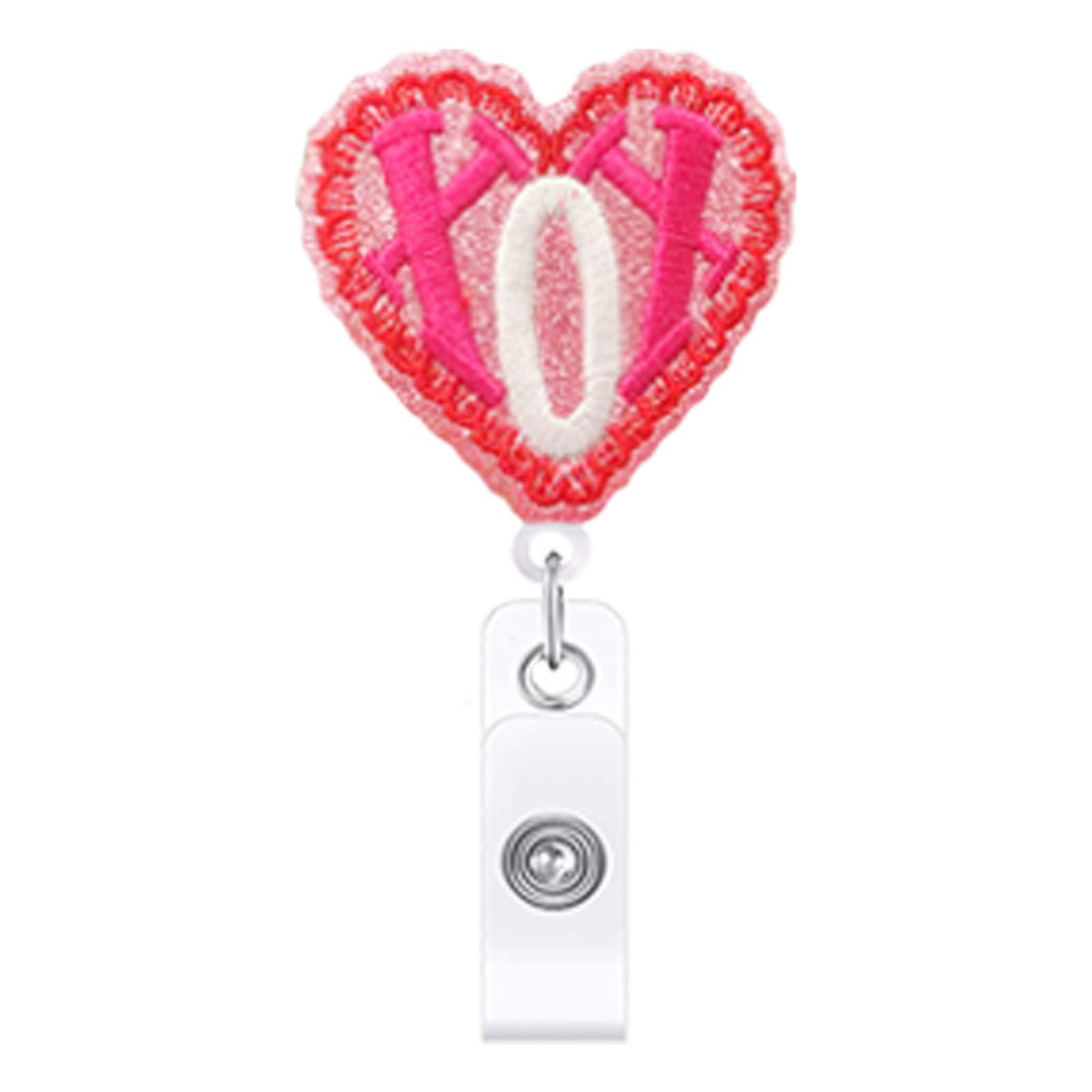 Badge Reel Retractable LOVE Heart Embroidered Health care office worker work ID