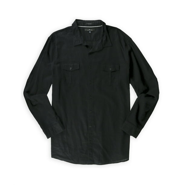 Marc Anthony Camisa de lino para hombre ajuste delgado con botones color negro XXL Marc Anthony Botones al frente Walmart en linea