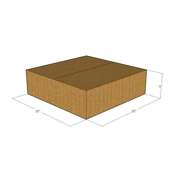 20x20x6 Kraft Brown Corrugated Shipping Boxes, 32 ECT Single-Wall, Qty 15