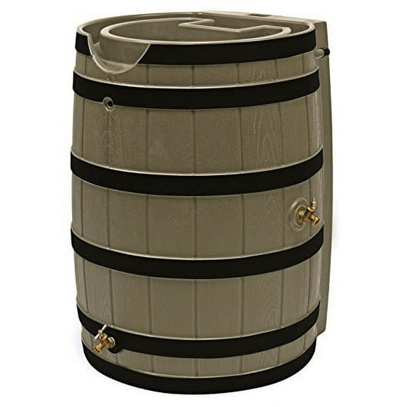 Good Ideas Rain Wizard 65 Gallon Rain Barrel with Darkened Ribs - Khaki
