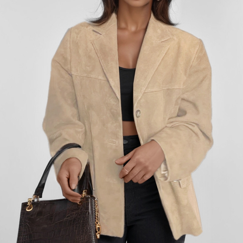Veste en daim pour femme - Esthétique - Manteau en similicuir - Tendance d' automne - Vêtements d'extérieur Y2k, Noir , S