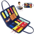 thumbnail image 3 of Busy board for toddlers, preschool to develop basic skills, 14 in 1 educational, 3 of 5