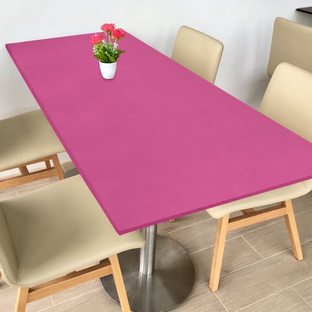 Mantel ajustado para mesa rectangular de 8 pies, cubre mesa de poliéster lavable de spandex con borde elástico para picnic, camping, patio y exteriores (96"x30", rojo rosa)