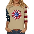thumbnail image 5 of Camisetas de Manga Corta para las Mujeres Día de la Independencia Patriótica Impresa 3/4 Manga Cuello Redondo, Camiseta Casual para Diarios Y Festivales, 5 of 5