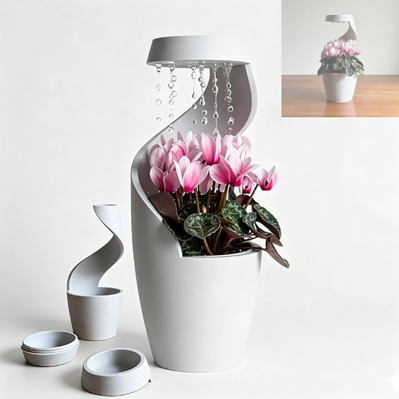 Self-Watering Planter Cloud Rain Spiral Pot for Succulents Indoor Decor (1pcs)
