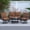4PCS/Brown Swivel Chair/Loveseat/Table, variant on Ainfox 5-Piece Patio Bistro Furniture Set,Outdoor Wicker Rattan Chat Conversation Set for Porch,Balcony,Backyard,Apartment,Balcony,Square Tempered Glass Coffee Table,Grey/Blue