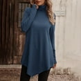 thumbnail image 5 of Ladies Tops and Blouses Solid Color Turtleneck Long Sleeve T Shirt Women's Casual Loose Large Size Solid Color Knit Sweatshirt Long Sleeve T shirt Women, 5 of 5