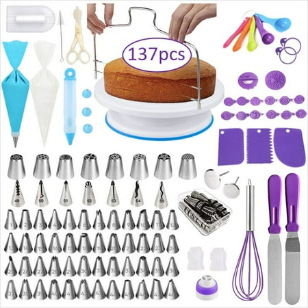 

Cake Turntable Cake Decorating Tool Kit Piping Bag Nozzle Set Baking Supplies Set Cake Stand Kitchen Pastry Tools Accessories