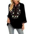 thumbnail image 7 of Grosy Embroidered Tops for Women Long Sleeve V Neck Plus Size Boho Mexican Style Blouse Peasant Tops Women T Shirts Casual Tee Ladies Tunics-S/Black/325/G, 7 of 7