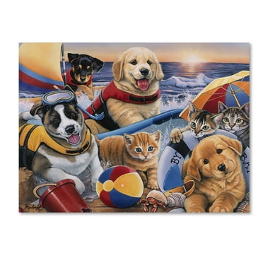 Trademark Fine Art 'Beach Buddies' Canvas Art by Jenny Newland