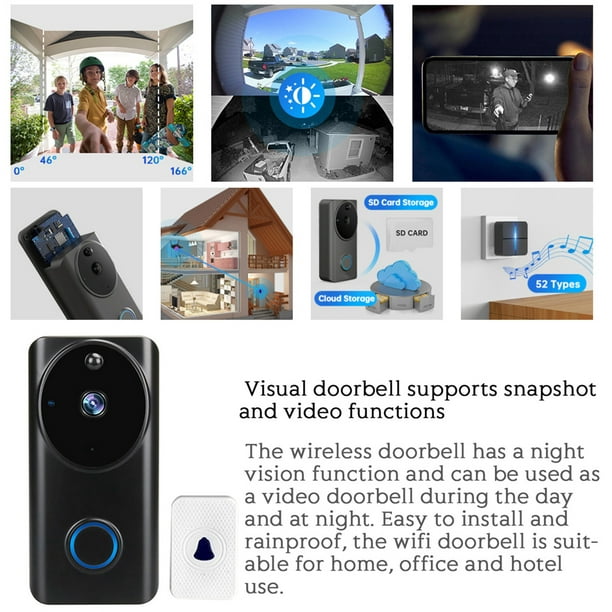 Sonnette sans fil Wifi Caméra étanche HD vidéo Porte Bell Smart