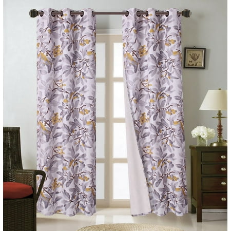- FLORAL#12 1-Piece Forest Leaf Blackout Lined Grommet Window Curtain Panel 37