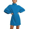 thumbnail image 1 of Vestido de suéter de gran tamaño suelto informal de manga larga con cuello alto para mujer vestidos de suéter de invierno suave Xemadio WMZL-2283-21, 1 of 6