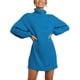thumbnail image 1 of Vestido de suéter de gran tamaño suelto informal de manga larga con cuello alto para mujer vestidos de suéter de invierno suave Adepaton WMZL-2283-9, 1 of 6