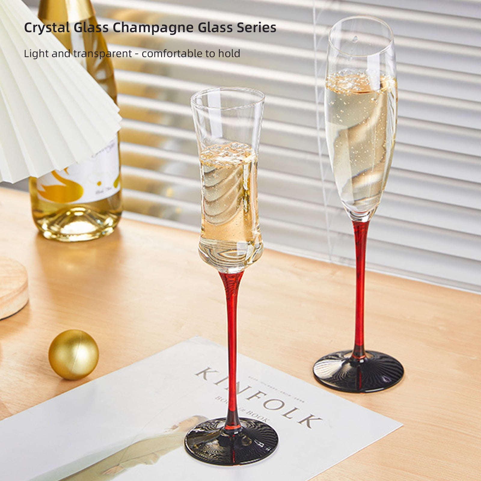 Crystal Champagne Flutes, Set of 12, Crystal Glasses, Fine Dining