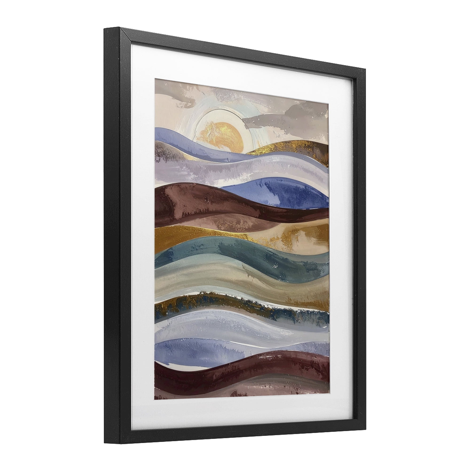 Stupell Industries Layered Ocean Flow Black Framed Print Under Glass, design by Alonza Saunders
