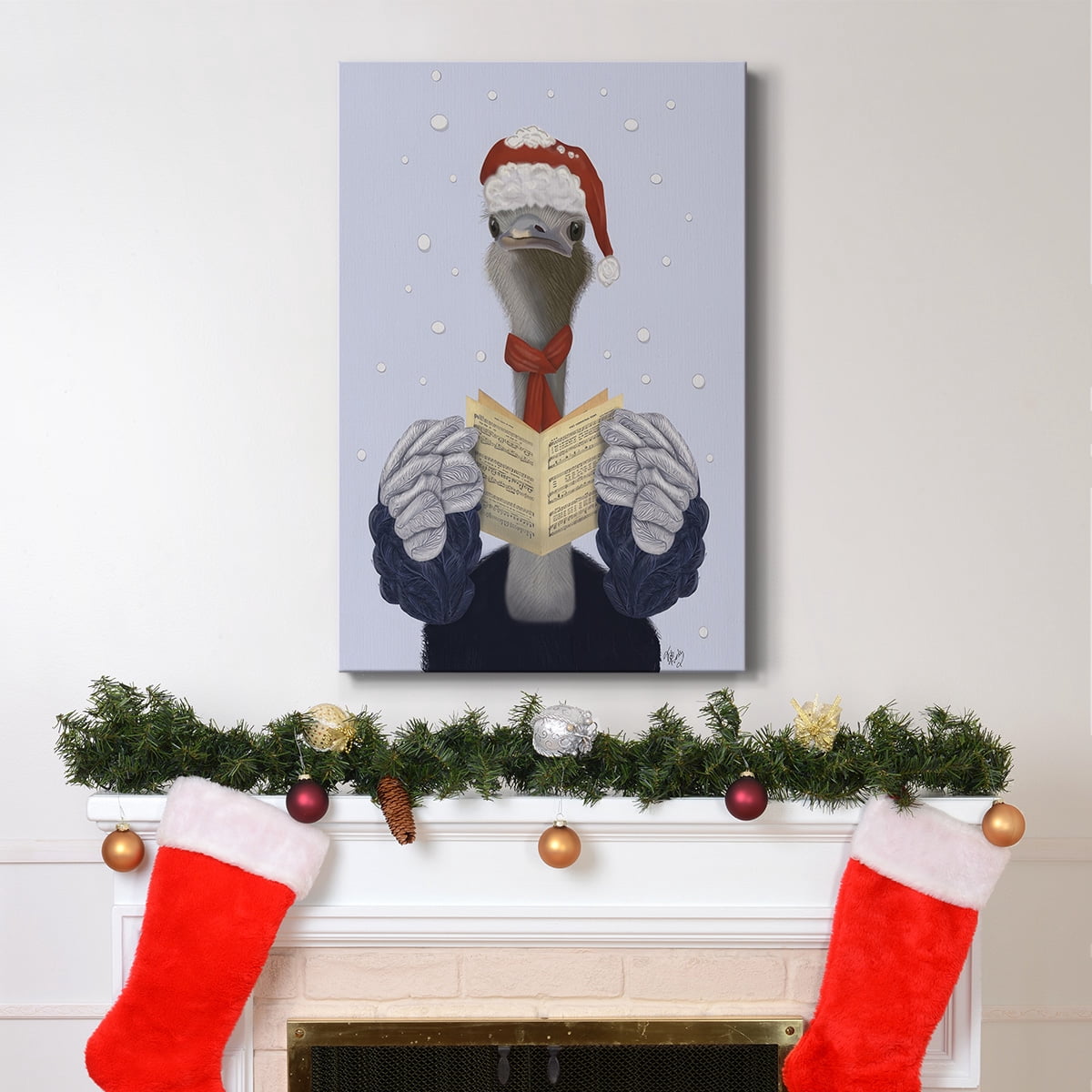Ostrich, Carol Singing- Gallery Wrapped Canvas