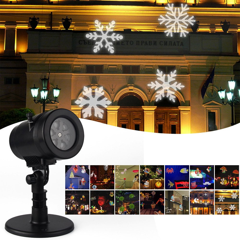 Waterproof Snowflake Rotating Projector Lights,12 Pattern LED Moving