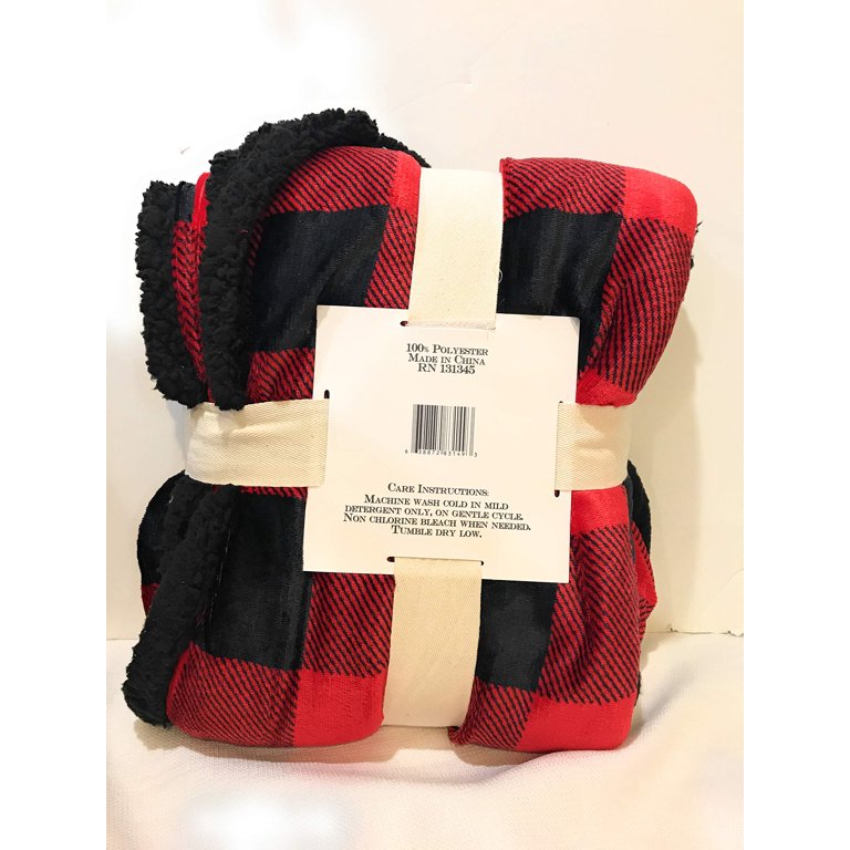 Forsythia Ridge Sherpa Throw Blanket 50 x 60 (Red&Black Buffalo Check)