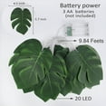 thumbnail image 4 of RECUTMS 20 Led Monstera Leaf String Lights, Tropical Artificial Rattan Palm Leaves Wall Hanging Vine, Summer Decoration for Outdoor Indoor Jungle Beach Theme Table Home Decorations, 4 of 9