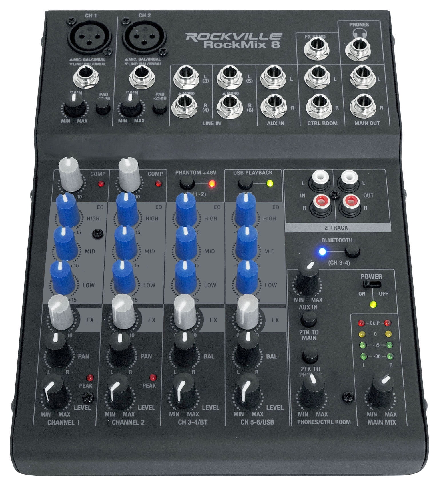 Rockville ROCKMIX USB Computer Recording Interface Mixer w/Compressor+Bluetooth