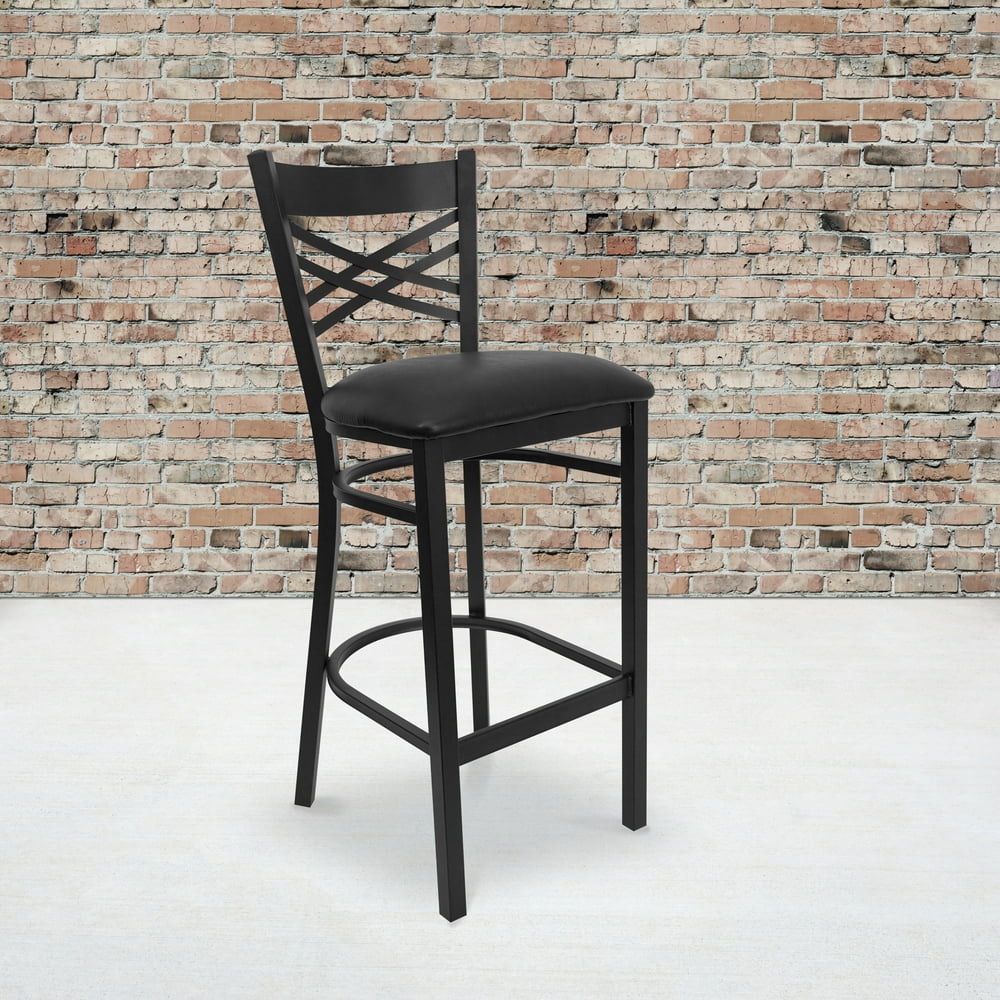 Flash Furniture Black ''X'' Back Metal Restaurant Barstool Black